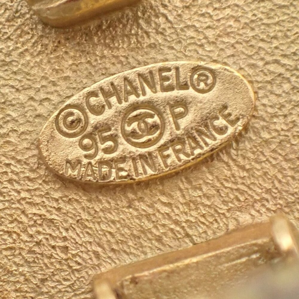 CHANEL Logo Color Stone Round Button Earrings 95P Clip-On GHW Vintage 31KP351 - Picture 8 of 15